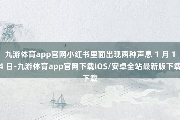 九游体育app官网小红书里面出现两种声息 1 月 14 日-九游体育app官网下载IOS/安卓全站最新版下载