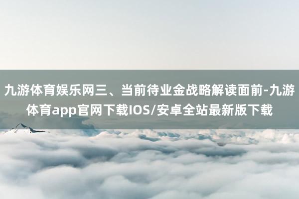 九游体育娱乐网三、当前待业金战略解读面前-九游体育app官网下载IOS/安卓全站最新版下载