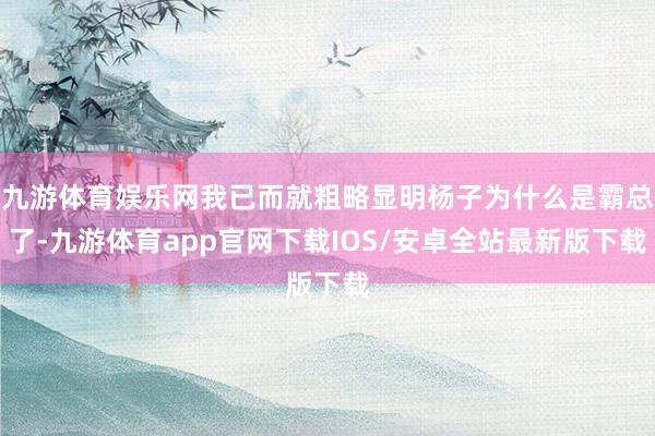 九游体育娱乐网我已而就粗略显明杨子为什么是霸总了-九游体育app官网下载IOS/安卓全站最新版下载