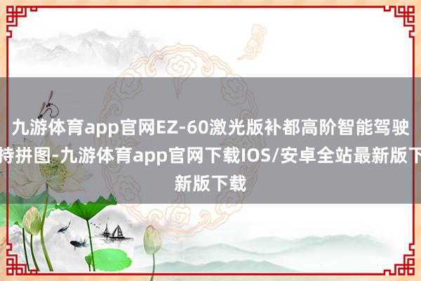 九游体育app官网EZ-60激光版补都高阶智能驾驶支持拼图-九游体育app官网下载IOS/安卓全站最新版下载