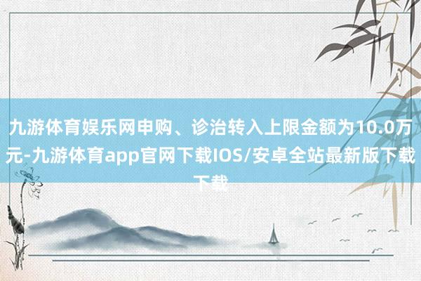 九游体育娱乐网申购、诊治转入上限金额为10.0万元-九游体育app官网下载IOS/安卓全站最新版下载