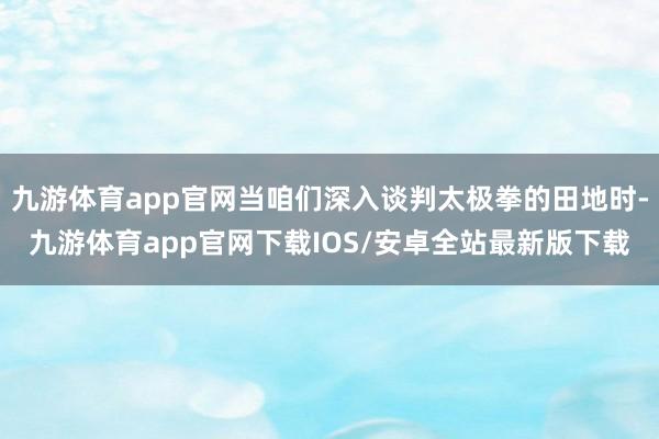 九游体育app官网当咱们深入谈判太极拳的田地时-九游体育app官网下载IOS/安卓全站最新版下载
